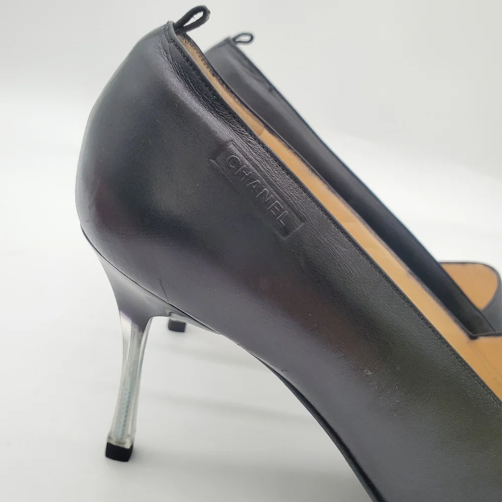 CHANEL Vintage 2000 Black Leather Pump Heels 41 - Picture 10 of 16